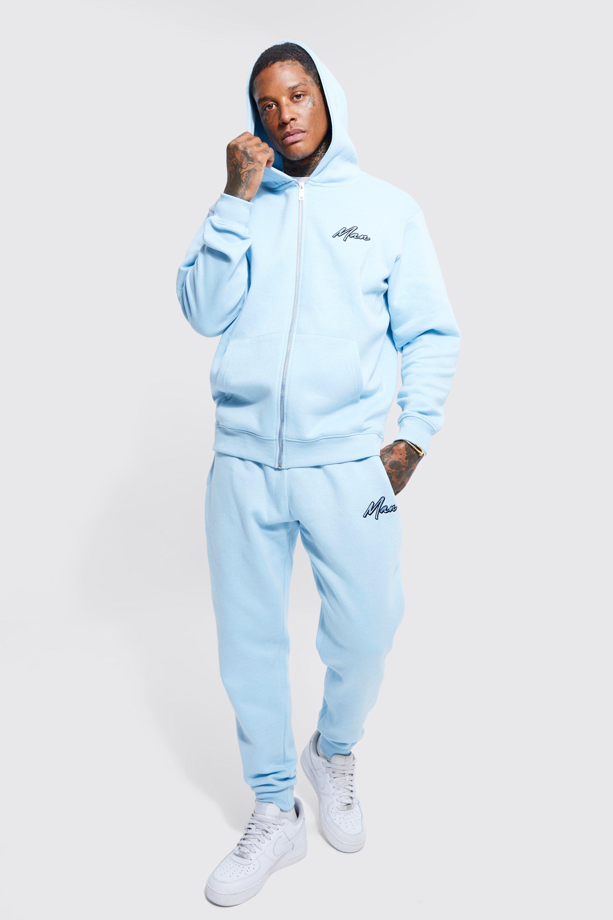 Boohooman cheap blue tracksuit